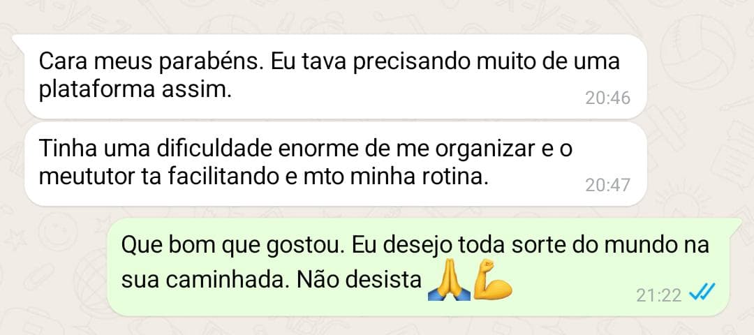 Depoimento: Tinha dificuldade de me organizar e o MeuTutor tá facilitando muito minha rotina