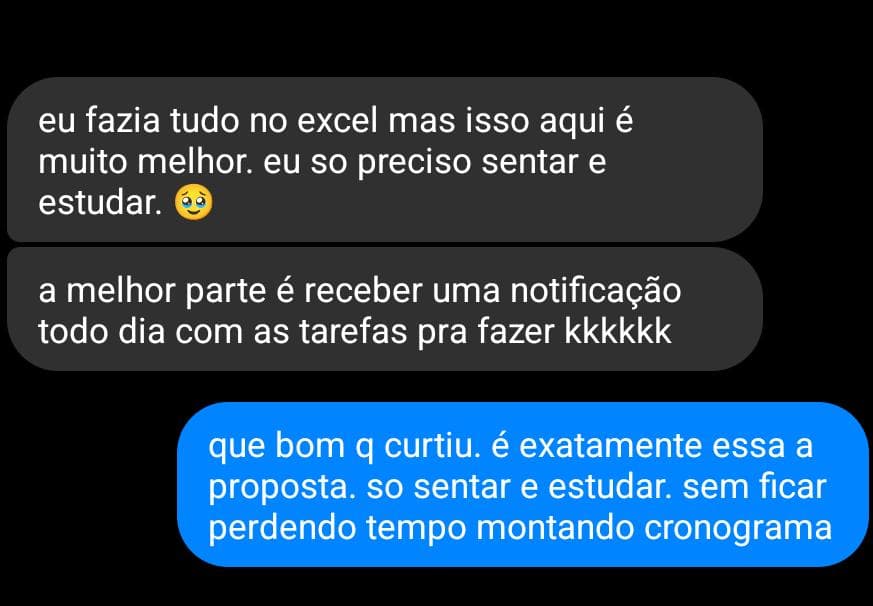 Depoimento: Eu fazia tudo no Excel mas isso aqui é muito melhor. Só preciso sentar e estudar.